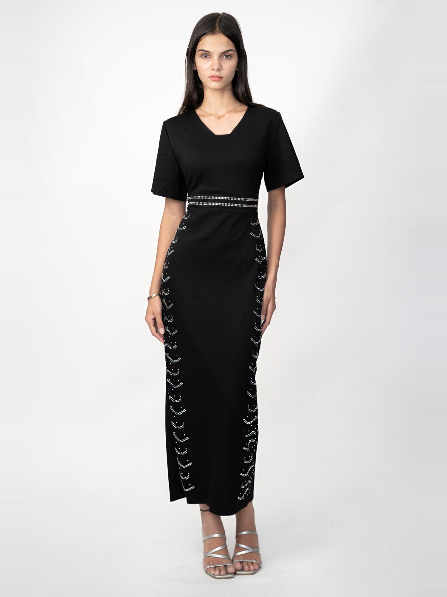Black Embellished Maxi Dress