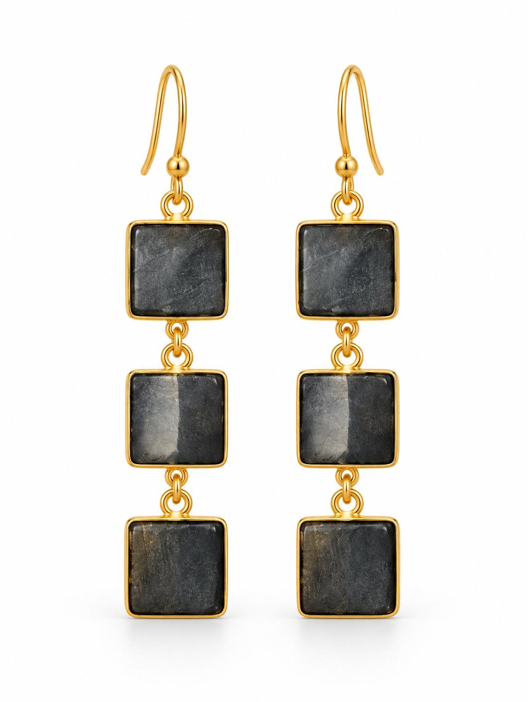 Grey Square Drop Earrings
