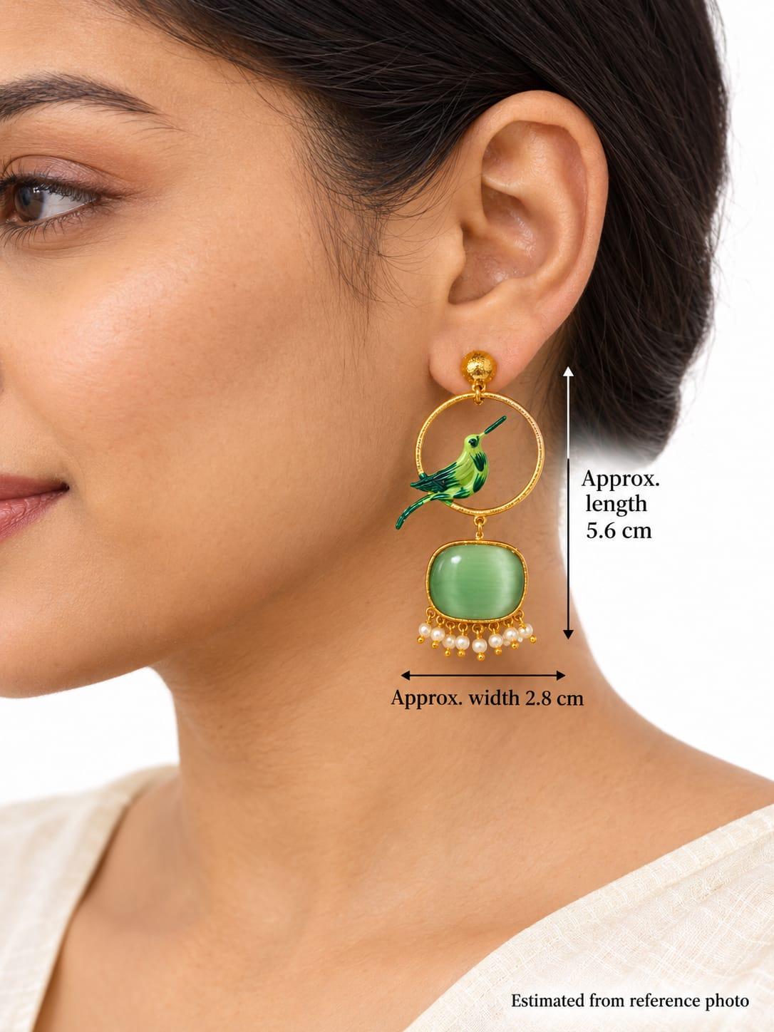 Green Leaf Drop Earrings