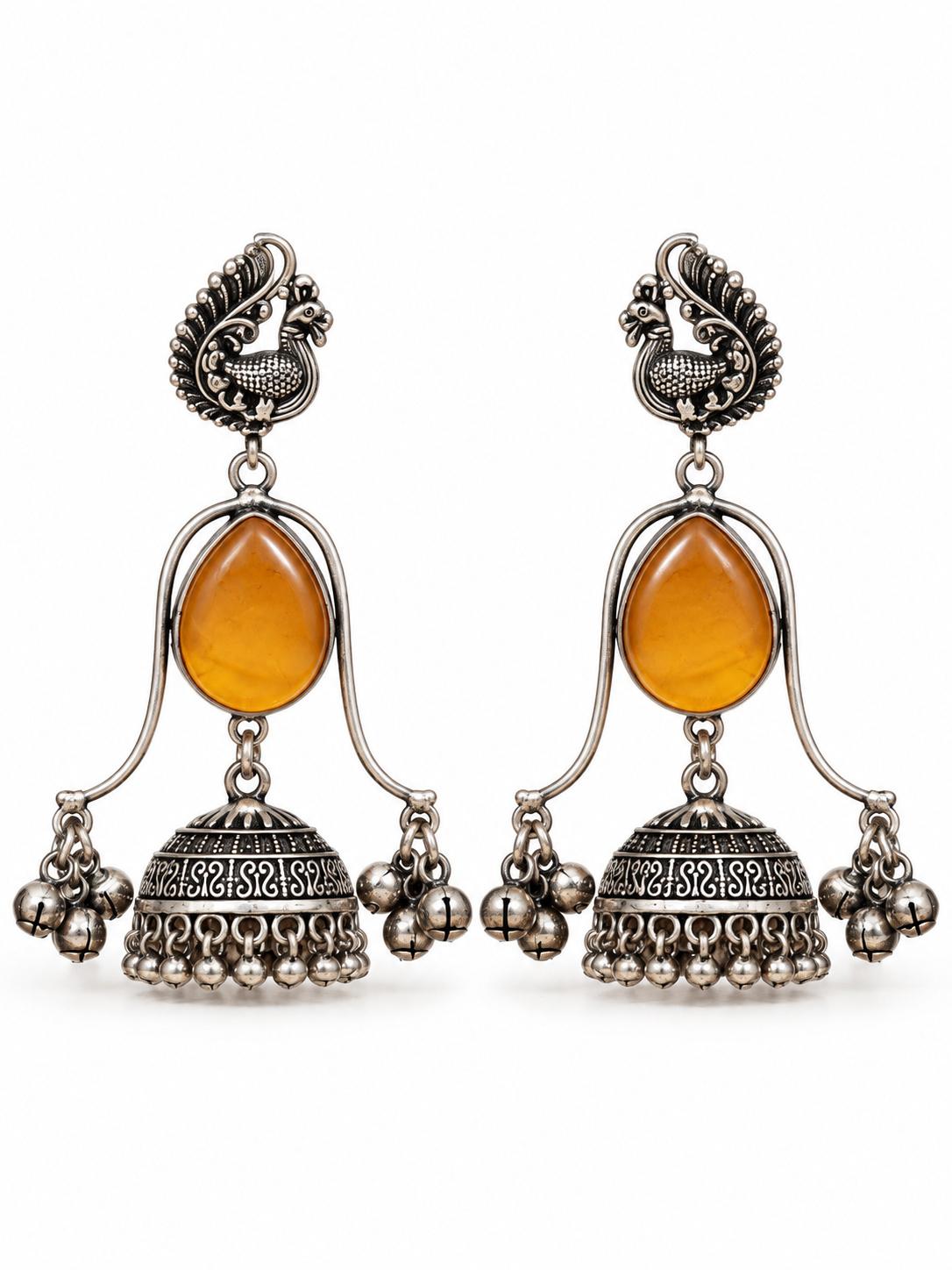 Amber Peacock Jhumkas