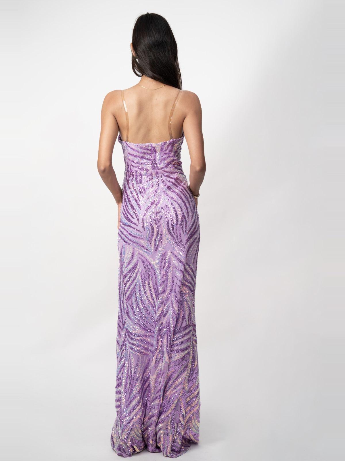 Purple Ruched Evening Gown