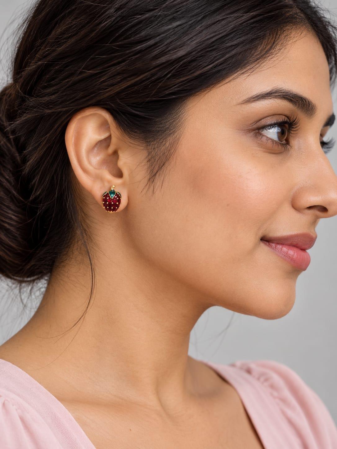 Red Strawberry Stud Earrings