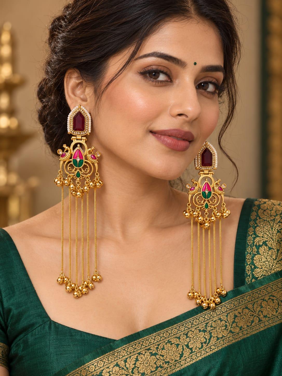 Multicolor Long Chain Tassel Earrings