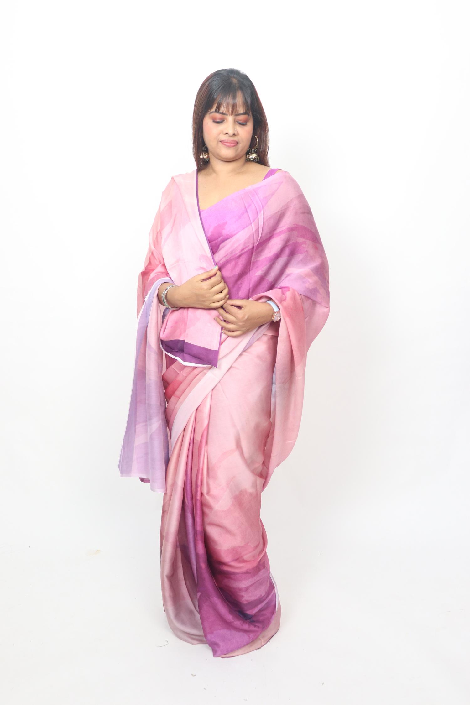 Pink Purple Watercolour Saree