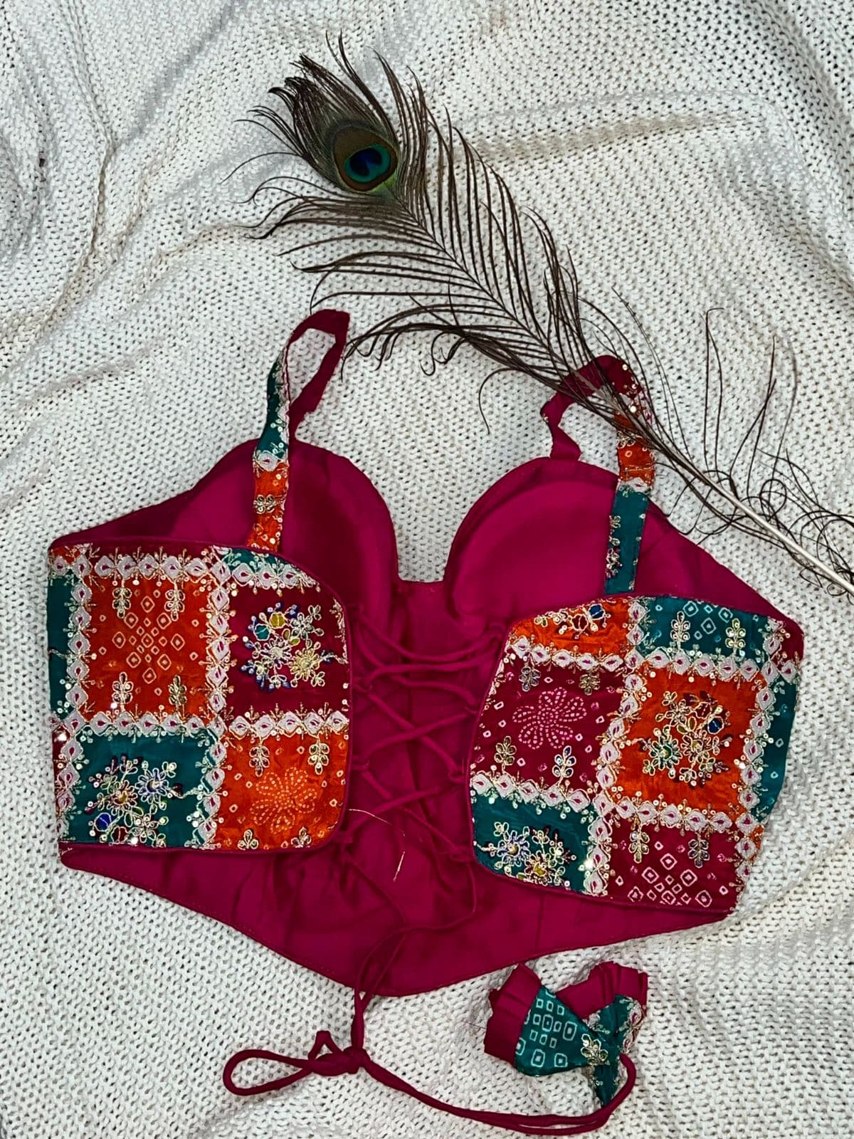 RaasRang Viscose Bandhani Bralette Blouse