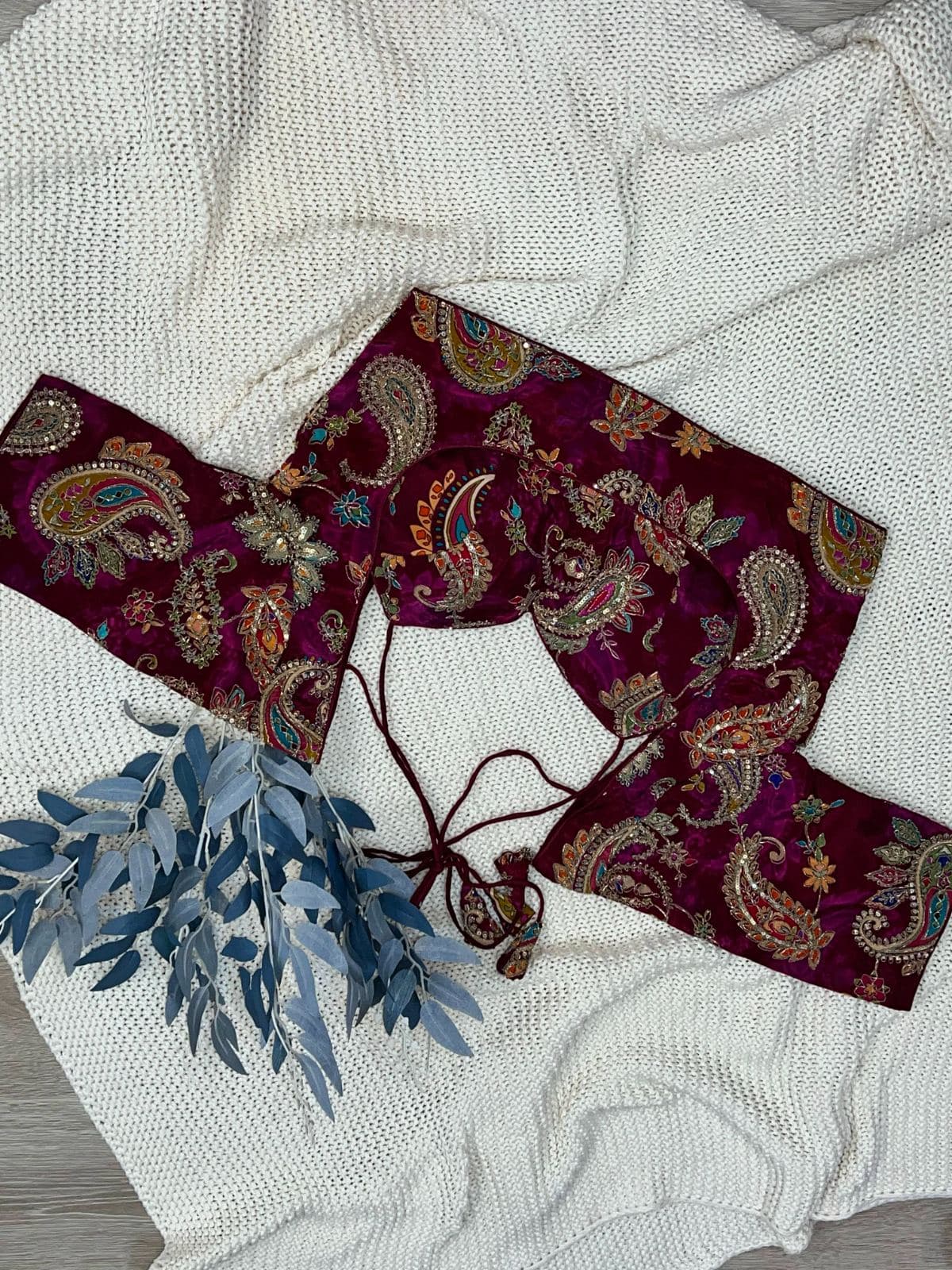 Maroon Majesty Embroidered Blouse