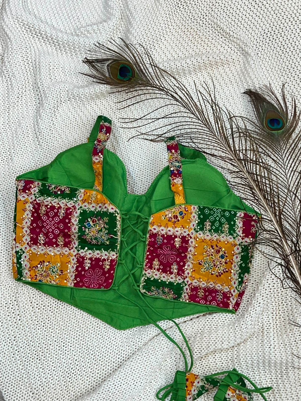 RaasRang Viscose Bandhani Bralette Blouse