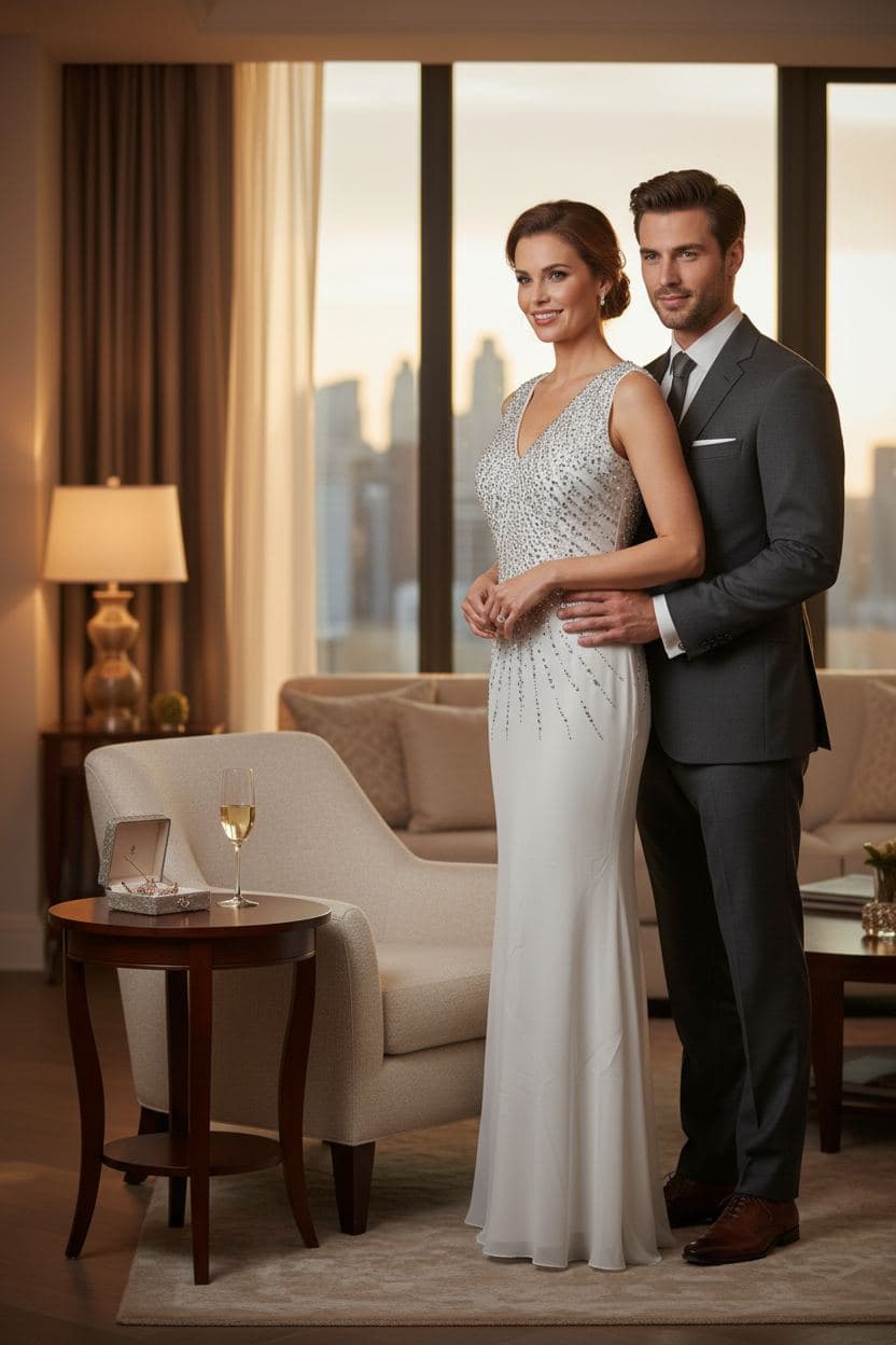 Starburst Sequin V-Neck Gown